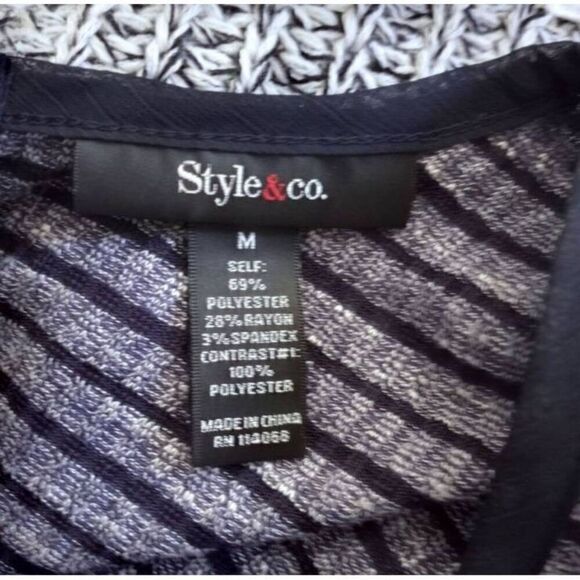 STYLE & CO. NAVY STRIPE TUNIC SZ.M EUC - Picture 3 of 3